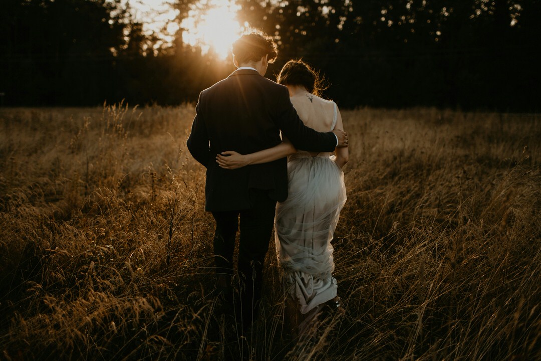Boda con puesta de sol